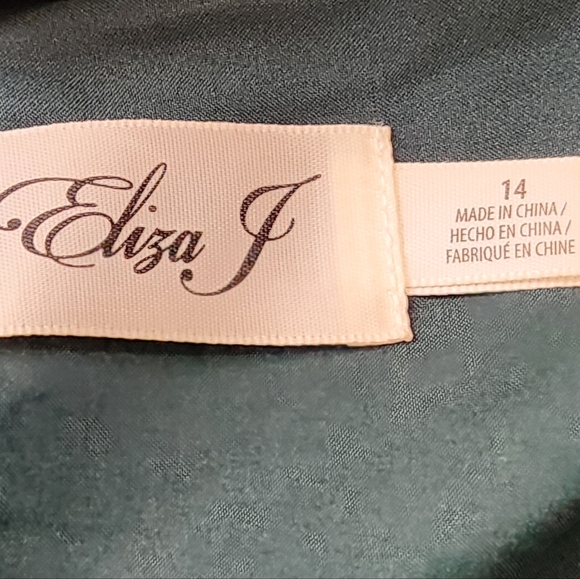 ELIZA J. Forest Green Tiered Ruffle Dress - Size 14 - Picture 10 of 13